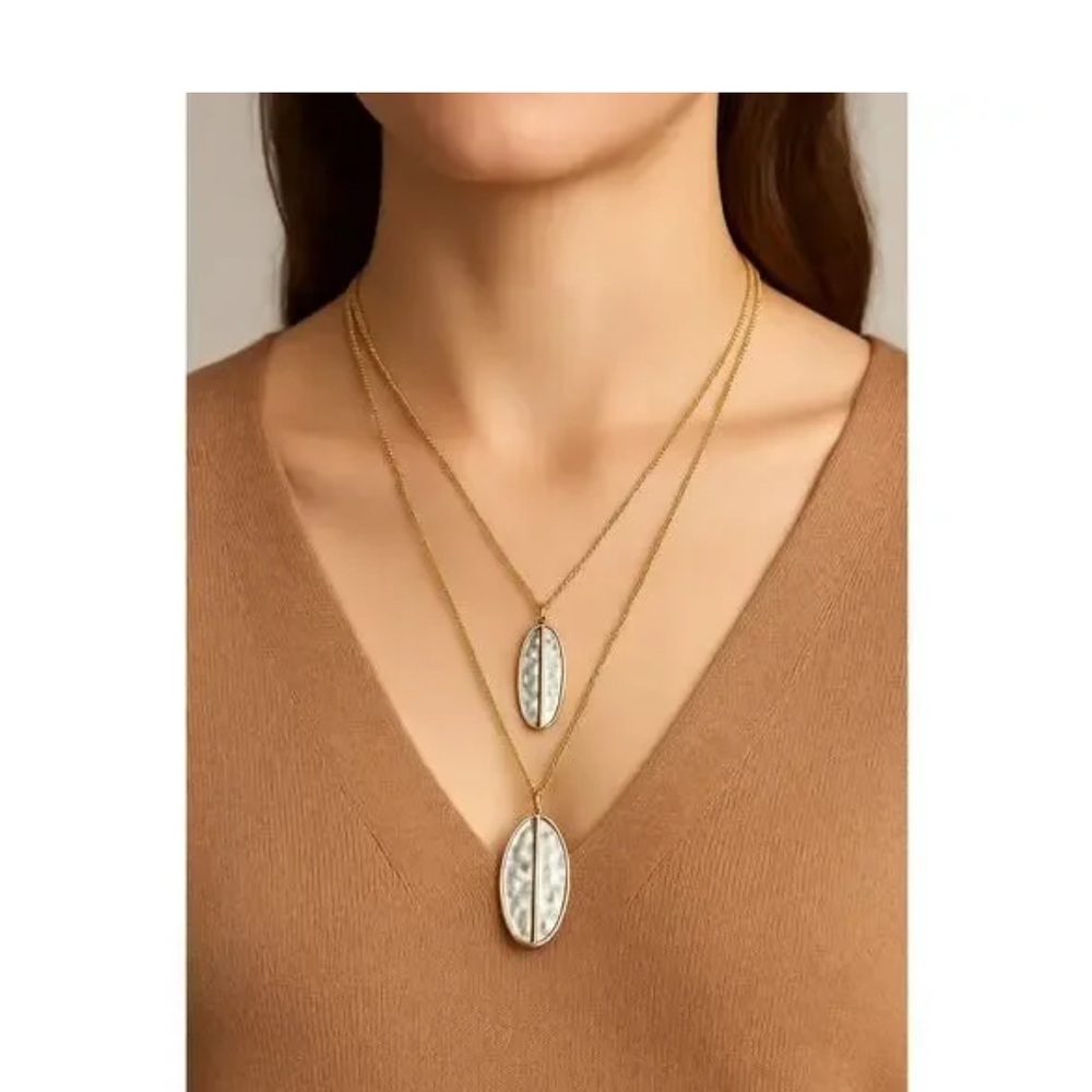 Bohemian Gold and Silver Layered Necklace with Stone